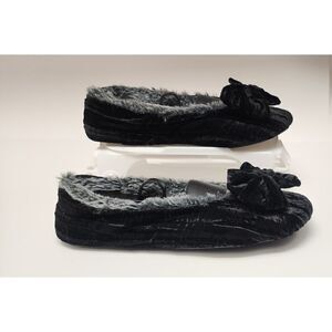 Cabernet Slippers Black/Gray Velvet Size Large  9-10
